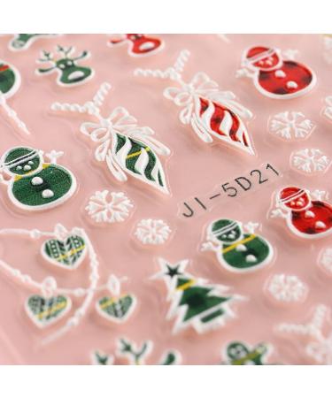 3D Embossed Christmas Nail Art Stickers Decals 5 Sheets 5D Self-Adhesive Snowflake Winter Holiday Nail Supplies Nail Art Design Decoration Accessories - Buy Online on GoSupps.com