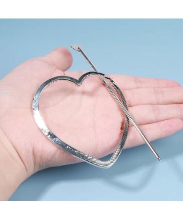 Yheakne Vintage Metal Heart Hair Clip - Hollow Silver Bobby Pin & Dutt Holder for Women & Girls - Buy Online on GoSupps.com