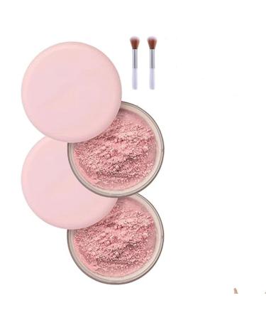 LaoSShu Makeup Fixing Powder Full Coverage Waterproof Blurred Fixing Powder Beauty Blurred Powder Foundation Ultra Pink Fixing Powder for All Skin Tones (2Pcs-A)