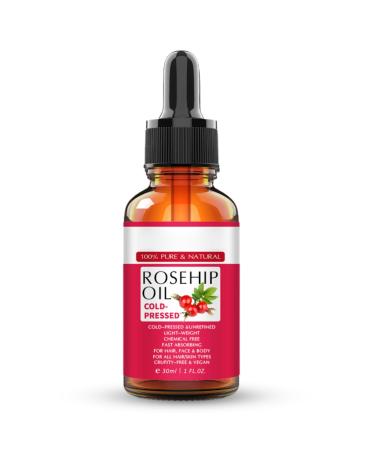 Rosehip Oil for Face 30ml - 100% Pure Organic Cold-Pressed Rose Hip Oil for Skin Body and Hair Natural Rosehip Seed Oil Nourishes and Hydrates for All Skin Types