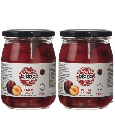 Biona Organic Plum Halves In Rice Syrup Organic 570g (Pack of 2)