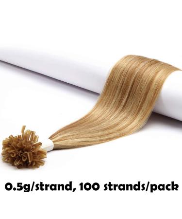 SEGO SONNGING 100% Remy Human Hair Extensions - 0.5g Strands U-Tip Glue 100 Strands #12P613 White Brown/Light Blond 40cm (50g) - International Shipping Available - Buy Online on GoSupps.com