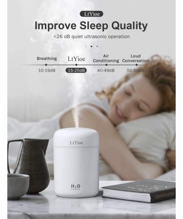 Portable Mini Humidifier with Colorful Cycling Light | 2 Mist Modes | Auto Shut-Off | Super Quiet | Ideal for Bedroom, Office, Home, Car - White - Buy Online on GoSupps.com