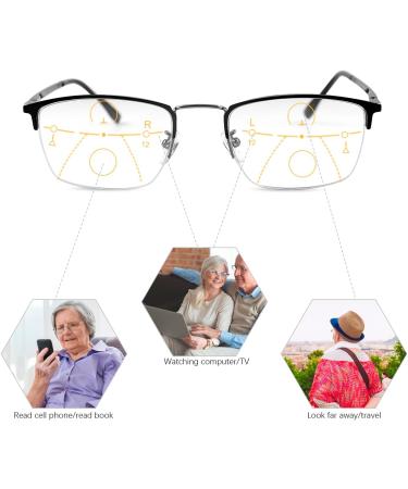 Shop Miryea Photochrome Progressive Multifocus Reading Glasses - Blue Light Blocking Black 2.5x - International Shipping Available! - Buy Online on GoSupps.com