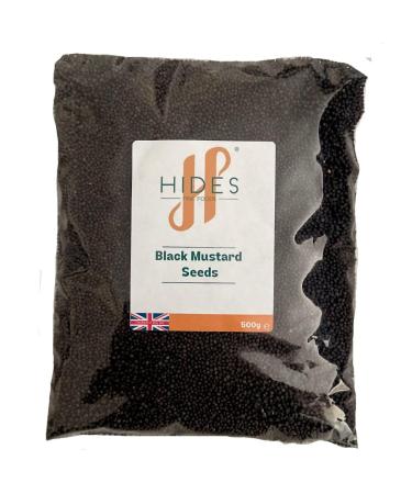 Hides Fine Foods - Black Mustard Seeds 500g - GMO Free - Suitable for Vegetarians - Spice Staple - Marinades - Rubs - Sauces - Dressings - Curries - Condiments