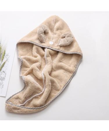 Microfiber Hair Towel Set for Women - Quick Drying Pink & Brown Turbans Cute Bath Hats Absorbent Hair Dryers (2 Pieces) - Buy Online on GoSupps.com