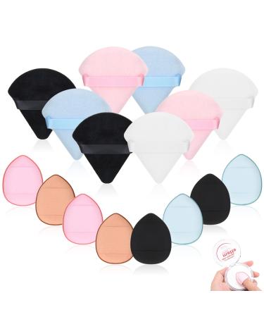 Jspupifip 16 Pieces Mini Powder Puff Bulk Face Triangle Finger Makeup Puff Bulk Soft Beauty Face Setting Sponge Pack for Mineral Loose Powder Body Cosmetic Foundation Sponge Wet Dry Cosmetic Tool Type B