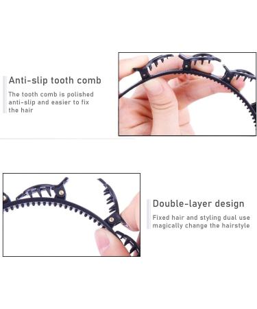 2 Pcs Clip Headbands Black Hairpin Headband -Double Bangs Hairstyle Hairpin Hairband With Clips/Korean Twist Braid Headband Non-Slip/Double Layer Twist Plait Headband for Women Girls - Buy Online on GoSupps.com