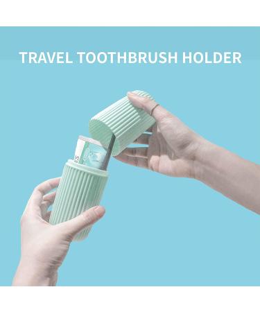 2Pcs Travel Toothbrush Holder - Portable Case for Traveling, Camping, Business Trip - Multifunction Toothbrushes & Toothpaste Set - Green & Grey - Buy Online on GoSupps.com