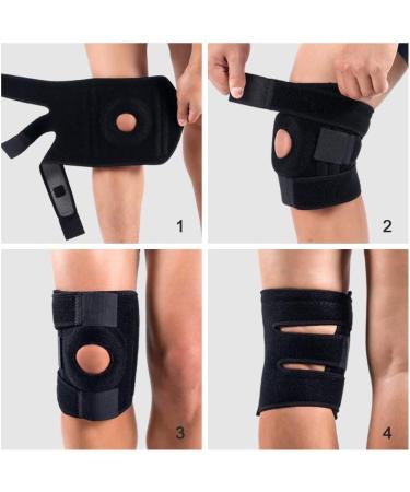 Hually Kniebandage - Adjustable Knee Protectors with Velcro & Patellar Opening for Sports & Daily Use - Unisex Knee Support in Black - Buy Online on GoSupps.com