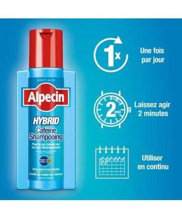 Alpecin Hybrid Caffeine Shampoo 3x 250 ml Men's anti-dandruff shampoo | Men's anti-hair loss shampoo | Men's dry hair shampoo | Hair baldness treatment - Buy Online on GoSupps.com