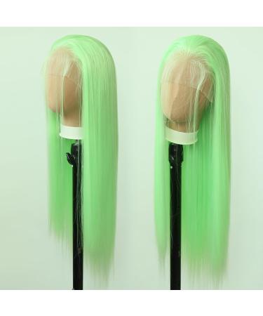 Light Green Synthetic Lace Front Wig - Long Straight Heat Resistant Fiber Hair - Pre Plucked Natural Hairline - for Cosplay and Daily Wear - Buy Online on GoSupps.com
