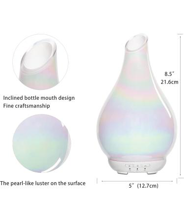 Glass Aroma Diffuser with Color Night Light - Essential Oil Cool Mist Humidifier for Home & Office (Pearl White) - Buy Online on GoSupps.com