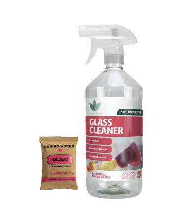 Enviro-Works Glass Cleaner 500ml (with 1 tab) - Eco Friendly Non Toxic Non Smear Formula - Save On Plastic Waste
