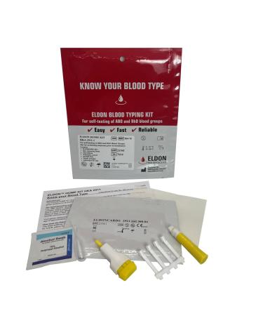 2 x Eldoncard Home Blood Group Test - Eat Right 4 Your Type A,B,O,AB & Rh Type Test + 2 Extra Lancets FREE by ELDON/HOME HEALTH