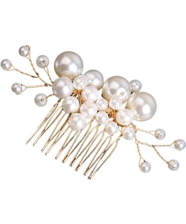 Beaupretty Accessories pearl comb hair bling pearl hair clips bridal headpieces for wedding bridal hair pearls headpiece wedding hair jewelry gold hair comb crown alloy accessories Comb - Buy Online on GoSupps.com