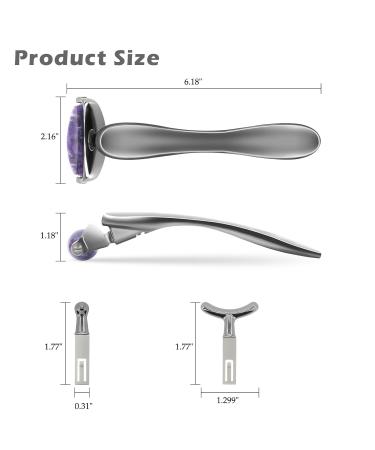 Jade Facial Roller - 3-in-1 Massager for Women | Reduce Puffiness & Wrinkles | Purple Crystal & Silver Black Handle - Buy Online on GoSupps.com