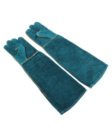 Joyzan Animal Handling Gloves Bite Proof Durable Reptile Scratch Protection Anti Safety Ultra Long Leather Mitten for Bathing Grooming Welding Resistant Catch Pets Grasping Biting Squirrel Snake Dog Blue