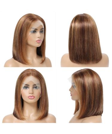Ombre Bob Lace Front Wig Human Hair 4/27 | Pre Plucked & HD Frontal | 10 150% Density | For Black Women - Buy Online on GoSupps.com