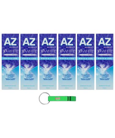 6x Dentifricio AZ 3D White & Cool toothpaste with whitening effect 65ml + Beni Culinari Free keychain