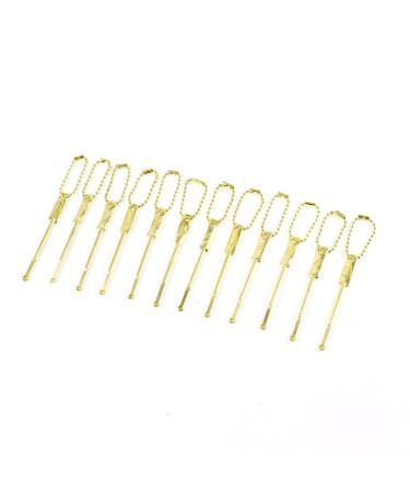 Qtqgoitem 12 Pcs Carved Earpicks Ear Wax Removal Curette Tool Gold Tone w Beaded Chain (Model: ebd aba f84 044 96e)