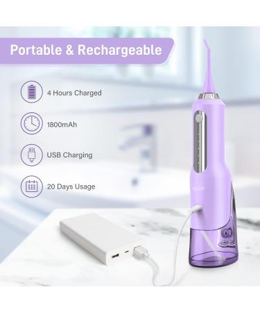 Cordless Water Flosser for Teeth with 5 Cleaning Modes and 5 Jet Tips - Portable, IPX7 Waterproof Oral Irrigator for Braces - Perfect for Home, Travel, and Office Use (Purple) - Buy Online on GoSupps.com