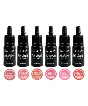 Set of 6 Colors Nabi Ink Velvet Lip Tint Liquid Lip Stain (Brown Tone Line)