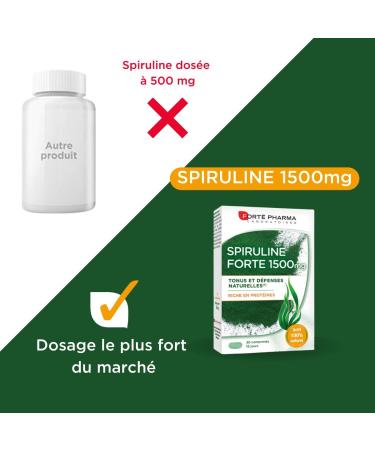 Fort Pharma - Spirulina Forte 1500 - Dietary supplement with natural tone and defenses - Promotes body's resistance - Algae rich in protein - 30 tablets 2/day - Buy Online on GoSupps.com