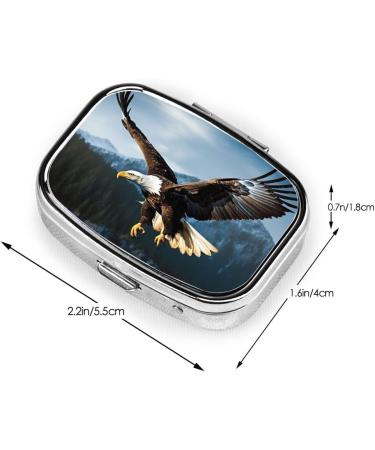 Eagle Hunting Print Pill Case - 2 Compartment Small Pill Box for Travel & Purse - Ideal Travel Organizer & Gift - Buy Online on GoSupps.com