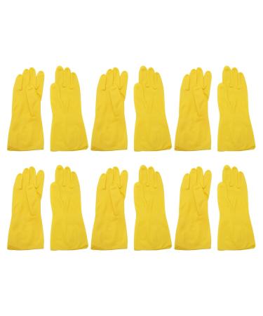Kimefot 6 Pairs Dishwashing Gloves Rubber Gloves Yellow Flock Lined Heavy Duty Kitchen Gloves Medium