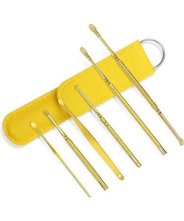 6 Pcs Ear Wax Removal Tool Kit with Leather Bag - Gold | Ear Wax Cleaner & Ear Cleaning Tool Set - Buy Online on GoSupps.com