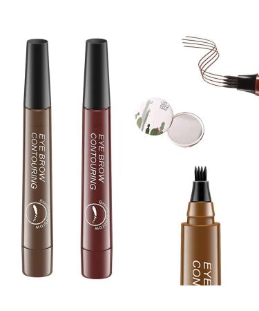 Nexavale Eyebrow Natural Precise 4 Point Eyebrow Pencil Lumierez Micro Fork Tip Precise Brow Pen Waterproof Microblading Pencil For Eyebrows (Red brown)