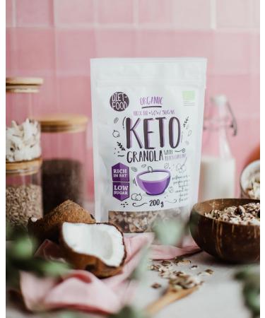  Diet-Food DIET-FOOD Organic Keto Granola with Blackcurrant High-Fat Gluten-Free Granola Breakfast Muesli Low-Carb Non-GMO Snack No Added Sugar 200g 1 Pack - Buy Online on GoSupps.com