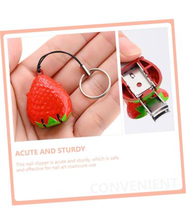 Beavorty Strawberry Nail Scissors acrylic nail clippers nail clippers for thick nails nail clippers for women nail clippers with catcher fruit key chain travel portable Stainless steel - Buy Online on GoSupps.com