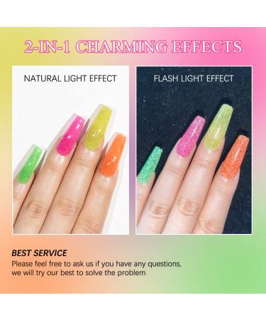 Supwee Neon Reflective Glitter Gel Nail Polish Set - 12PCS Shiny Disco Colors for Women & Girls | Soak Off UV Gel Gifts | Fluorescent Neon Yellow Green Hot Pink Orange - Buy Online on GoSupps.com