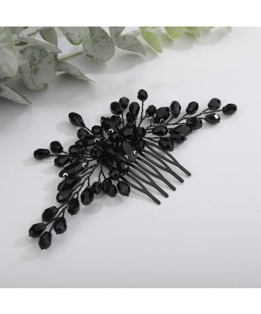 Deniferymakeup Crystal Bride Wedding Hair Comb Hair Accessories with Rhinestone Bridal Side Comb for Bride Women Girls (Black) - Buy Online on GoSupps.com