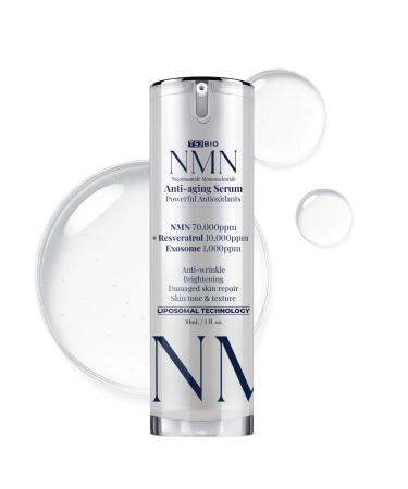 TSJ Bio NMN Radiance Renewal Serum - Professional Grade Skincare with NMN 70,000PPM, Resveratrol & Exosome Complex (1.01 fl oz)
