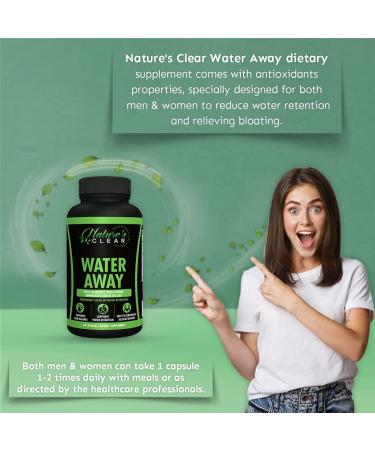 Natural Water Away Pills with Dandelion, Potassium, Green Tea & Apple Cider - Diuretic, Reduce Bloating, Support Fluid Balance - 60 Capsules - Buy Online on GoSupps.com