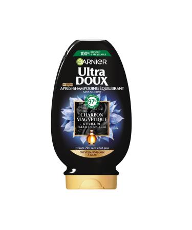 Garnier Ultra Doux Hydrating & Balancing Conditioner with Magnetic Charcoal & Black Flower - For Normal to Oily Hair - 200 ml