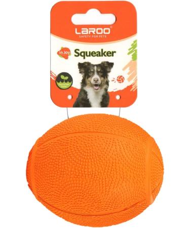 Laroo Dog Toys: Durable Natural Rubber Squeaker Dog Ball Football for Small & Large Dogs - 6.5*8cm Orange - Buy Online on GoSupps.com