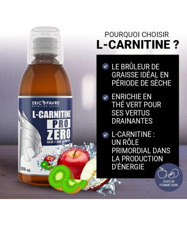 L-Carnitine Liquid Pro Zero Vegan Carnitine Enriched with Green Tea Sugar Free Fat Burner for Sports Draining Slimming Drink L-Carnitine French Laboratory Eric Favre Apple Kiwi - Buy Online on GoSupps.com