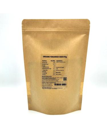 Organic Fenugreek Seeds 1kg Certified Organic Non-GMO Vegan No Additives No Preservatives Resealable Bag by Thames Organic 1kg - Buy Online on GoSupps.com