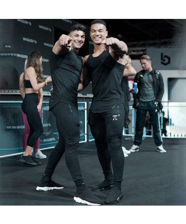 Wangdo Men's Slim Fit Gym Training Joggers Sweatpants in Black - Medium with Zipper Pockets - Buy Online on GoSupps.com