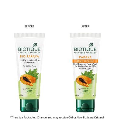 Biotique Bio Papaya Face Wash 100ml | Visibly Flawless Skin | All Skin Types | Dissolves Dead Surface Cells - Buy Online on GoSupps.com
