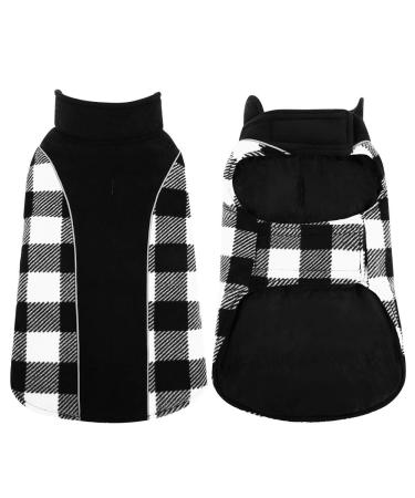 Kuoser Reversible Dog Coat, Warm Waterproof Dog Jacket, British Style Plaid Dog Winter Coats, Puppy Cold Weather Vest Windproof Outdoor Clothes Dog Snow Jackets for Small Medium Large Dogs Black Medium (Pack of 1)