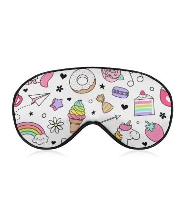 Cute Unicorn Rainbow Dessert Sleep Mask Eye Mask Blocks Light with Adjustable Strap for Sleeping Sweet Eye Sleep Shade Cover for Men Women