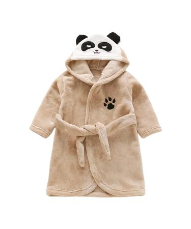 Miyanuby Baby Boys Girls Bathrobe Soft Flannel Langarm Animal Hoodie Morning Mantle Night Lashing Homewear For Children Baby Boys Gift 4-5 Years Panda Khaki