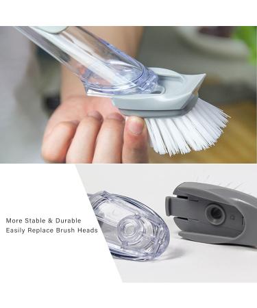 2 Pack Dish Sponge Scrubber Brush with Handle Soap Dispenser and 2 Dish Wand Refills Sponge Heads Silicone Dish Cleaning Brush Scrubber Set for Usage Kitchen Sink Pots Pans Dishes with 2 Hooks - Buy Online on GoSupps.com