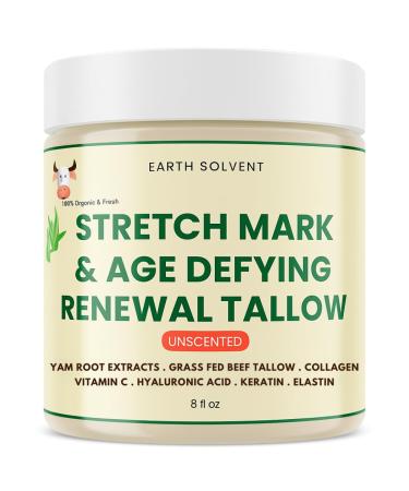 Grass Fed Beef Tallow Body Cream Whipped Tallow Cream Hydrating Moisturizer for Sensitive Skin Anti-aging Stretch Mark Cream For Men & Women 8 Fl Oz (8 fl oz Unscented) Unscented 8 Fl Oz (Pack of 1)