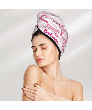 Hair Towel Wrap - Quick Drying Towel Turban with Button | Breast Cancer Pink Ribbons Awareness - Buy Online on GoSupps.com